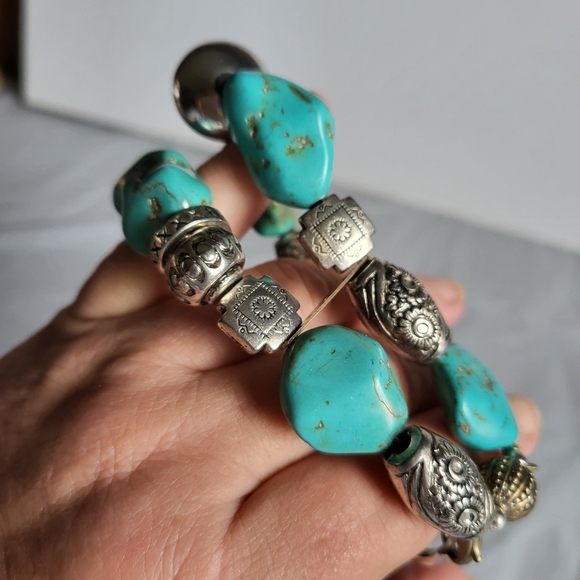 NARMI Ladies Wide Blue And Silver Changeable Band Quartz Wrist Watch Works! - Picture 3 of 4